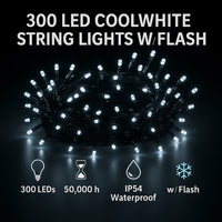 Christmas Lights 300LED with strobe Cool with Flash