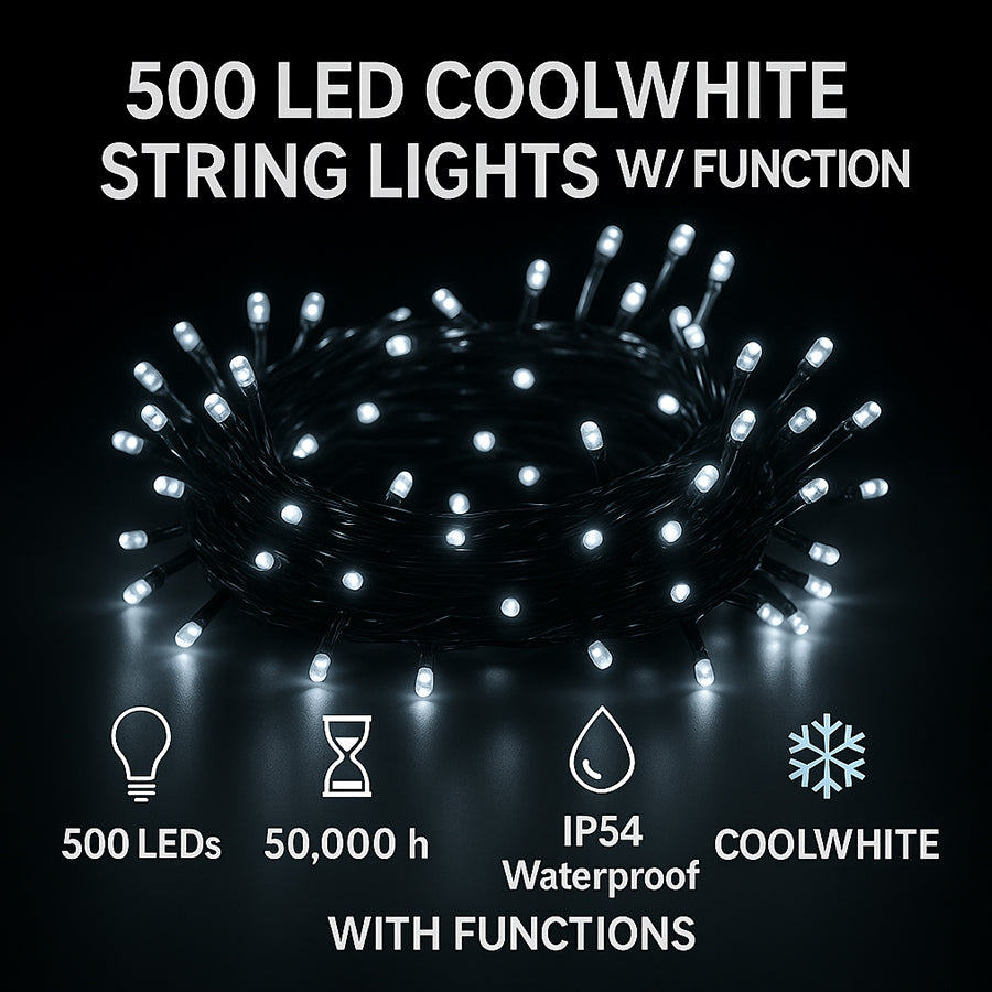Christmas Lights 500led Coolwhite With Functions