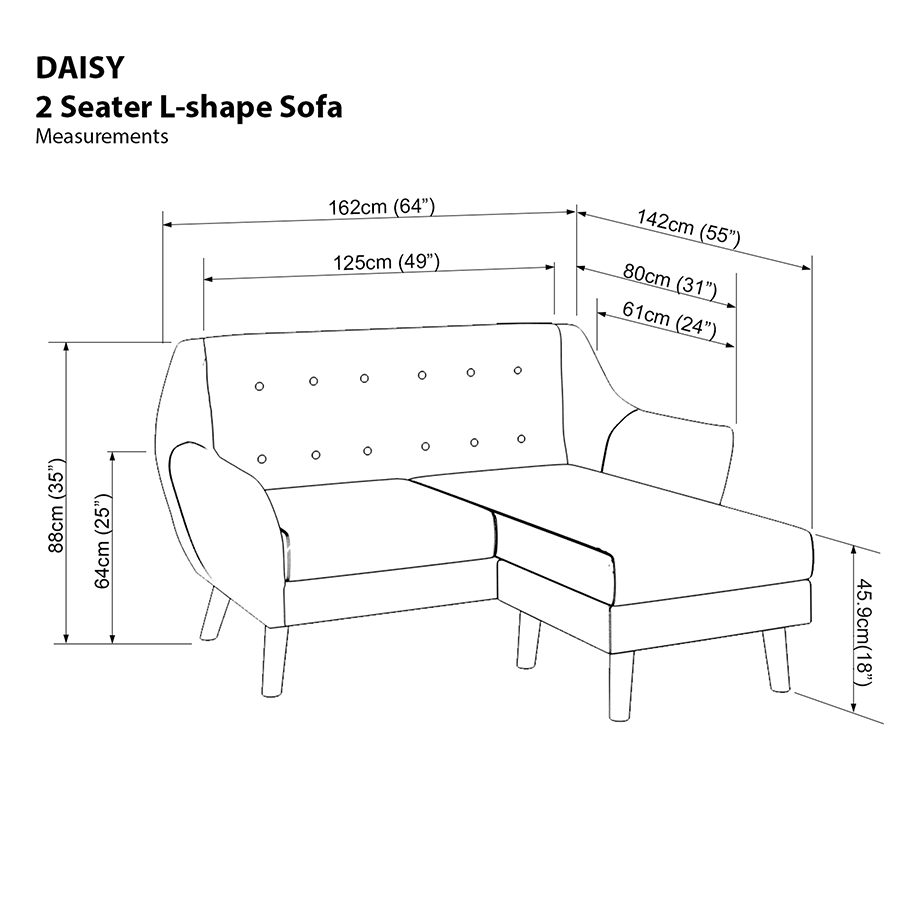 Daisy L-shape 2 Seat Sofa