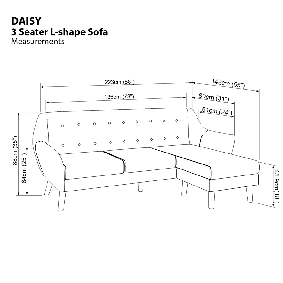 Daisy L-shape 3 Seat Sofa