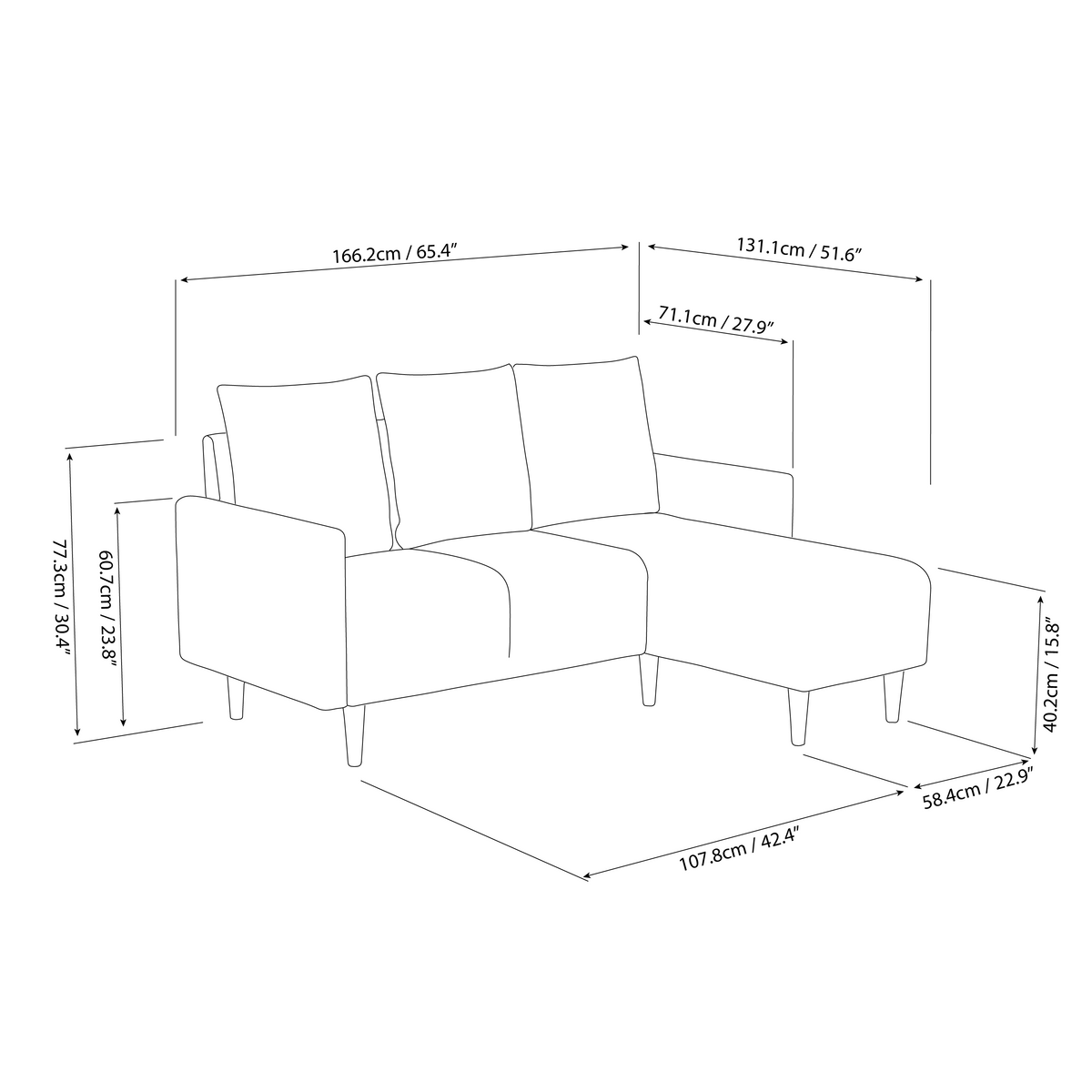 Kiwi 3 Seater L-Shape (Left Facing) Sofa