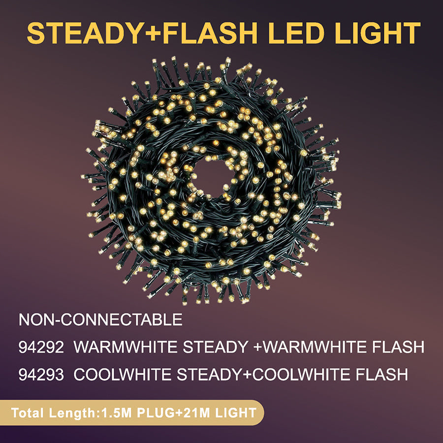 Christmas Lights 300LED with strobe Warm with Flash