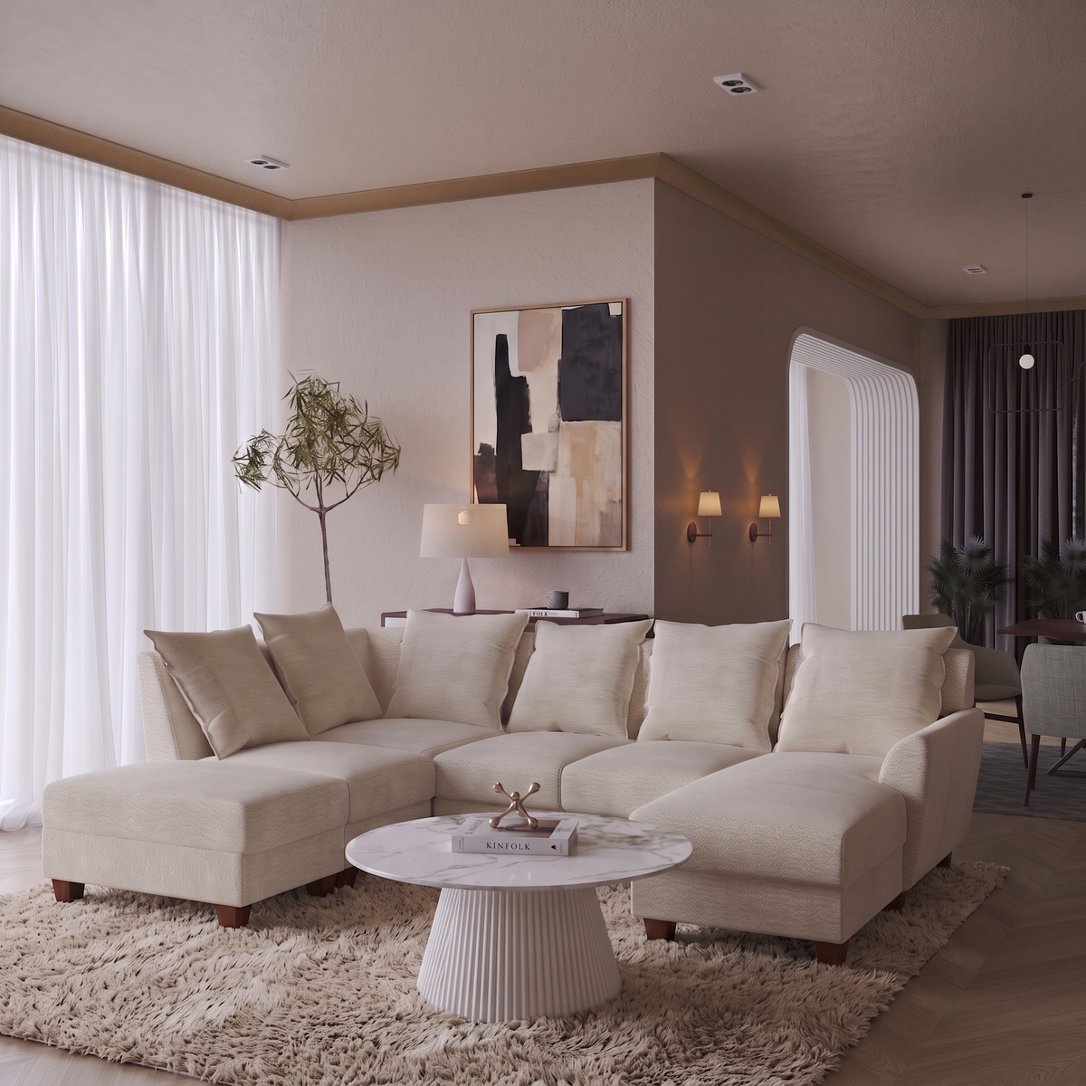 Logan Corner Section 4 Seater with Chaise and Ottoman (Left) Sofa