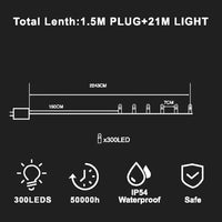 Christmas Lights 300LED with strobe Cool with Flash