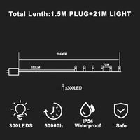 Christmas Lights 300LED with strobe Warm with Flash