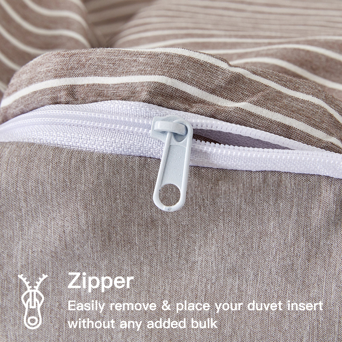 Reversible Stripe Khaki 4pcs Sheet Set