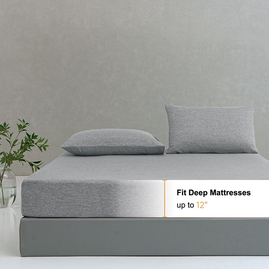 Faux Linen Slate Gray 3pc Sheet Set