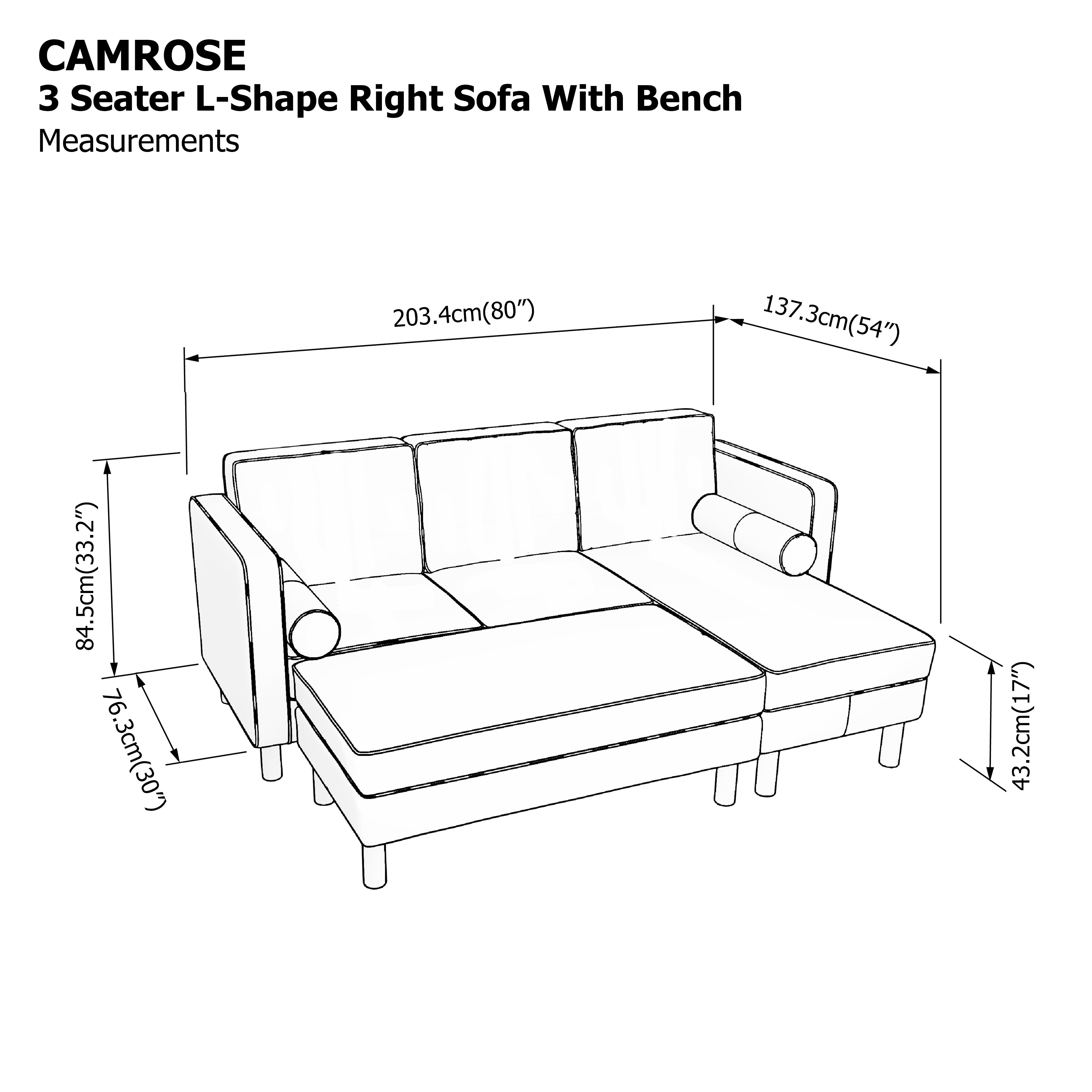 Camrose 3 Seat L-shape Right with Bench