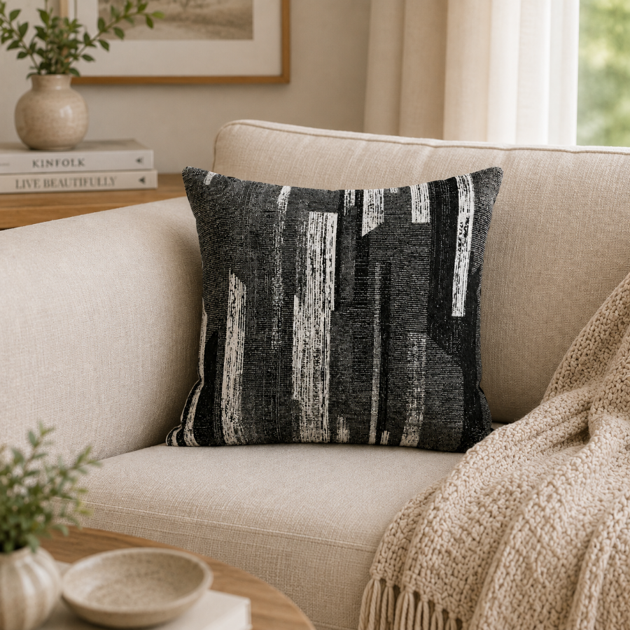 Mari Jacquard Mono Stripe Throw Pillowcase