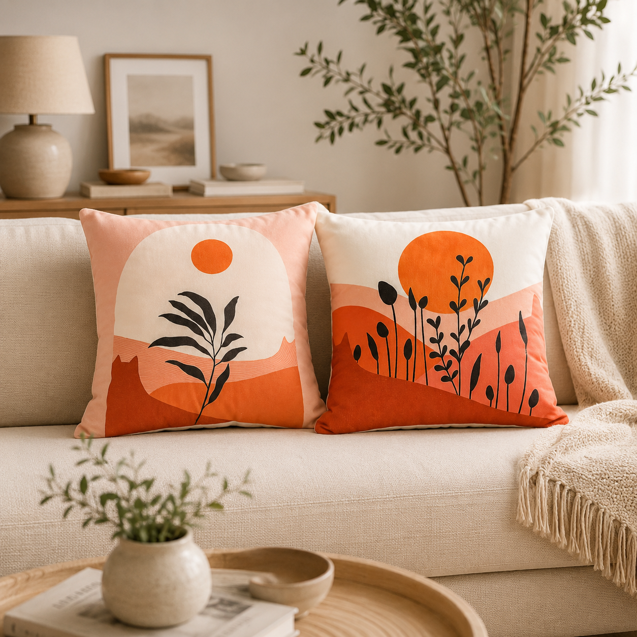 Lumi Golden Horizon Throw Pillowcases Set of 2