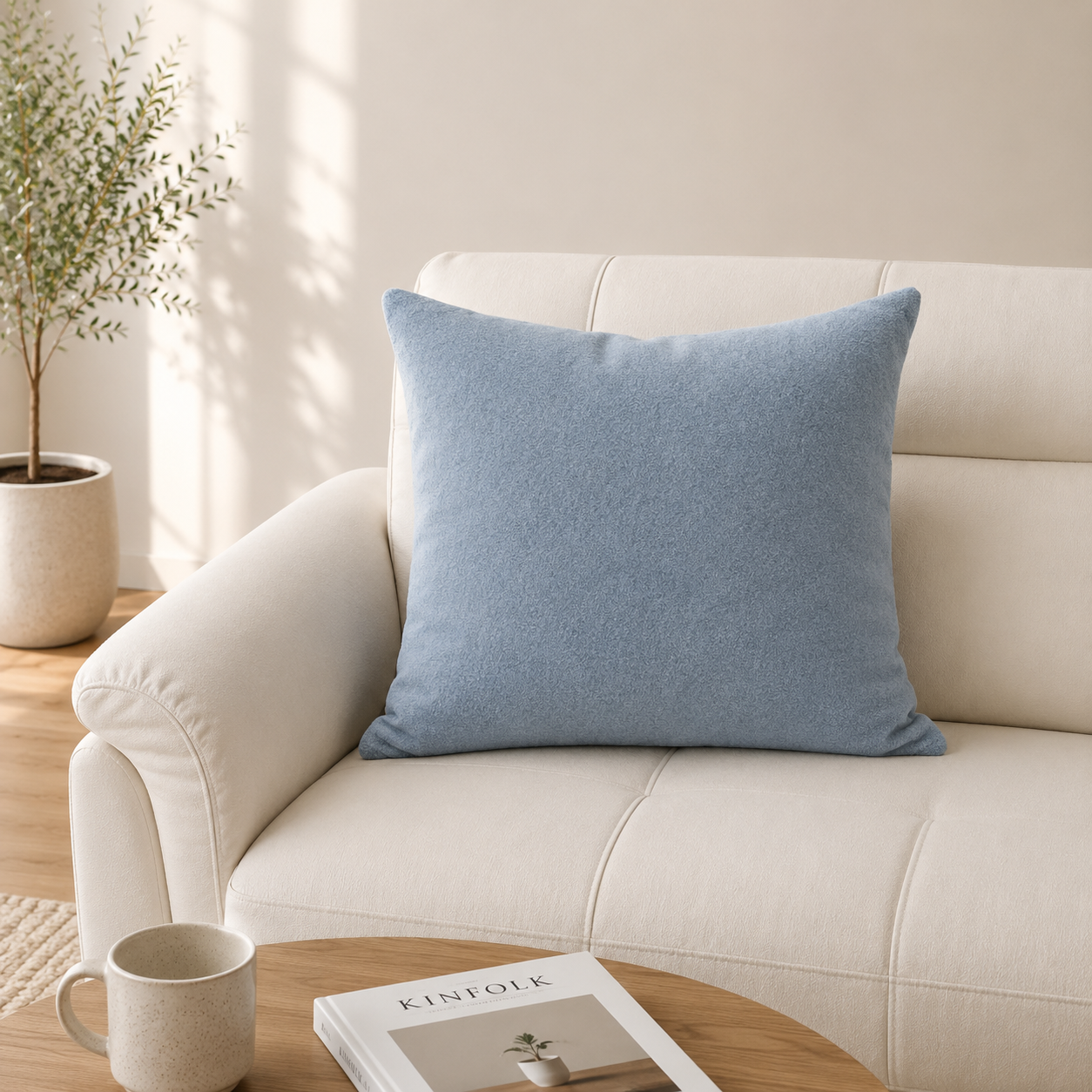 Safi Faux Sheep Lapis Blue Throw Pillowcase