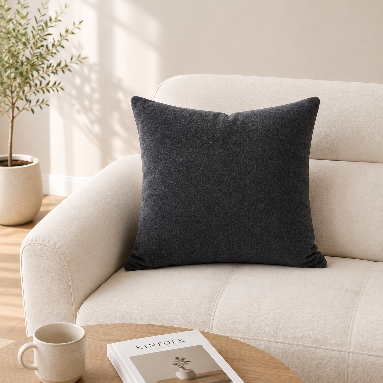 Safi Faux Sheep Black Throw Pillowcase