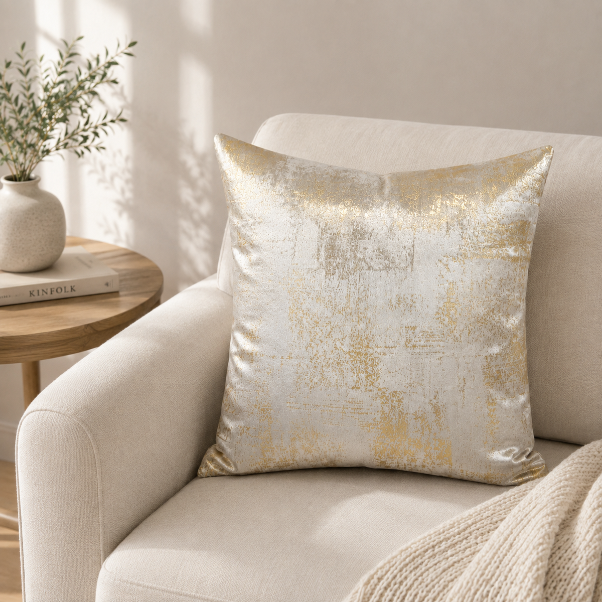 Sela Shimmer Muted Gold Throw Pillowcase