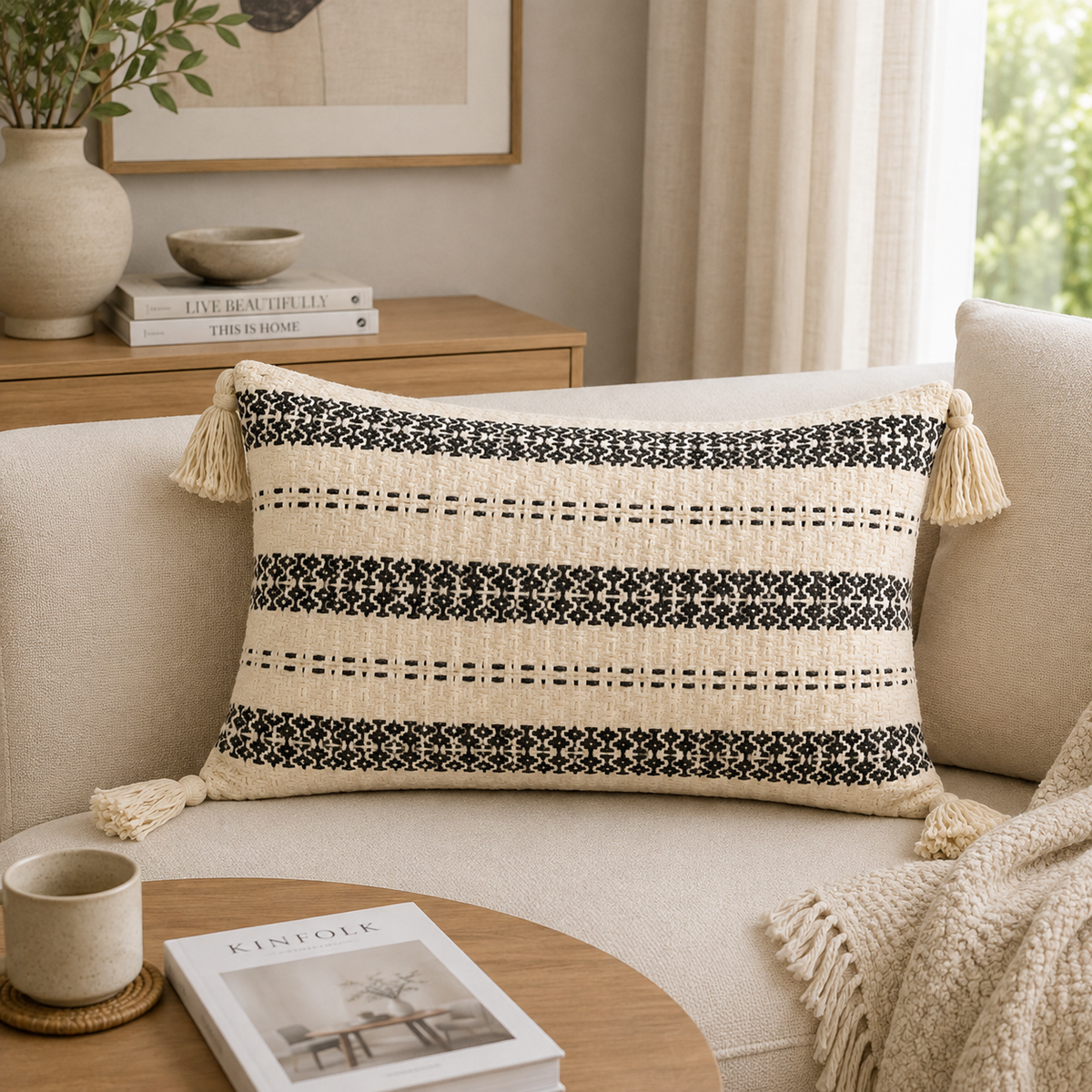 Mair Boho Folk Stripes Kidney Pillowcase