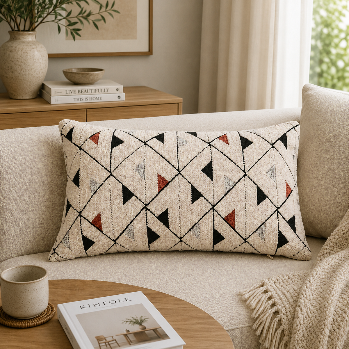 Modern Geo Jacquard - Crosslines Kidney Pillowcase