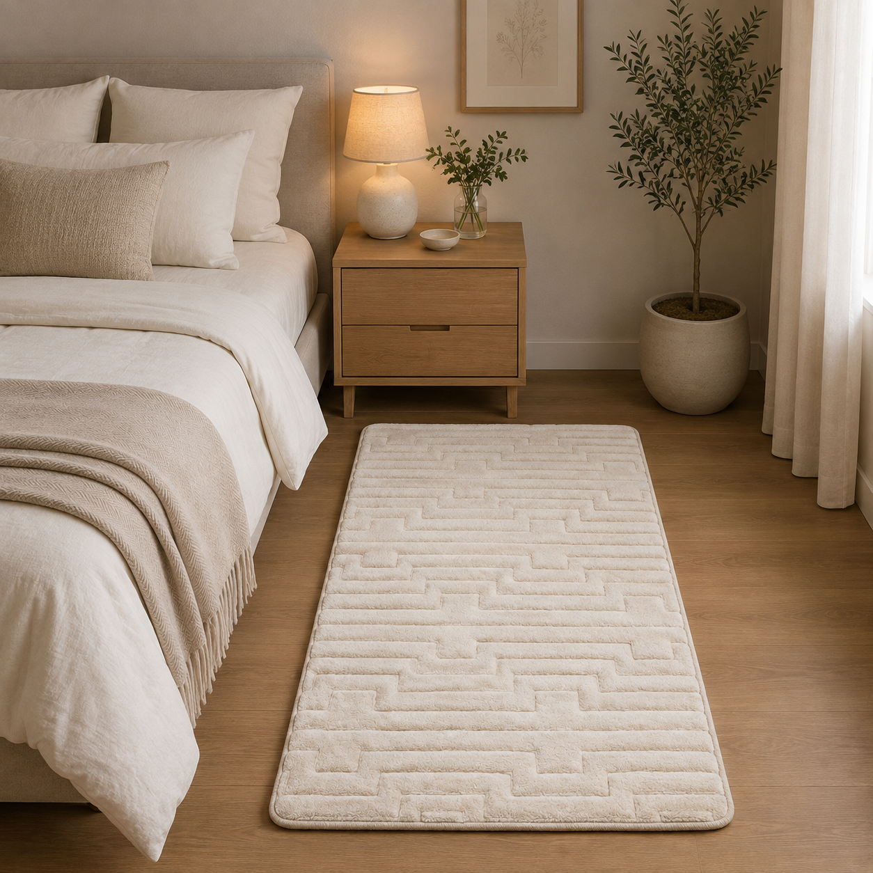 Asta Light Beige Plush Foam Rug