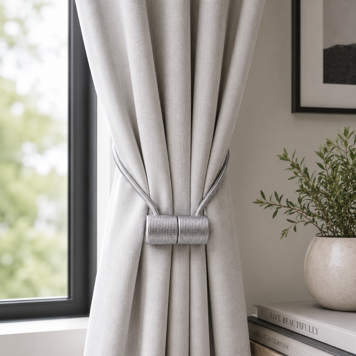 Sele Ice Gray Magnetic Tieback Pair