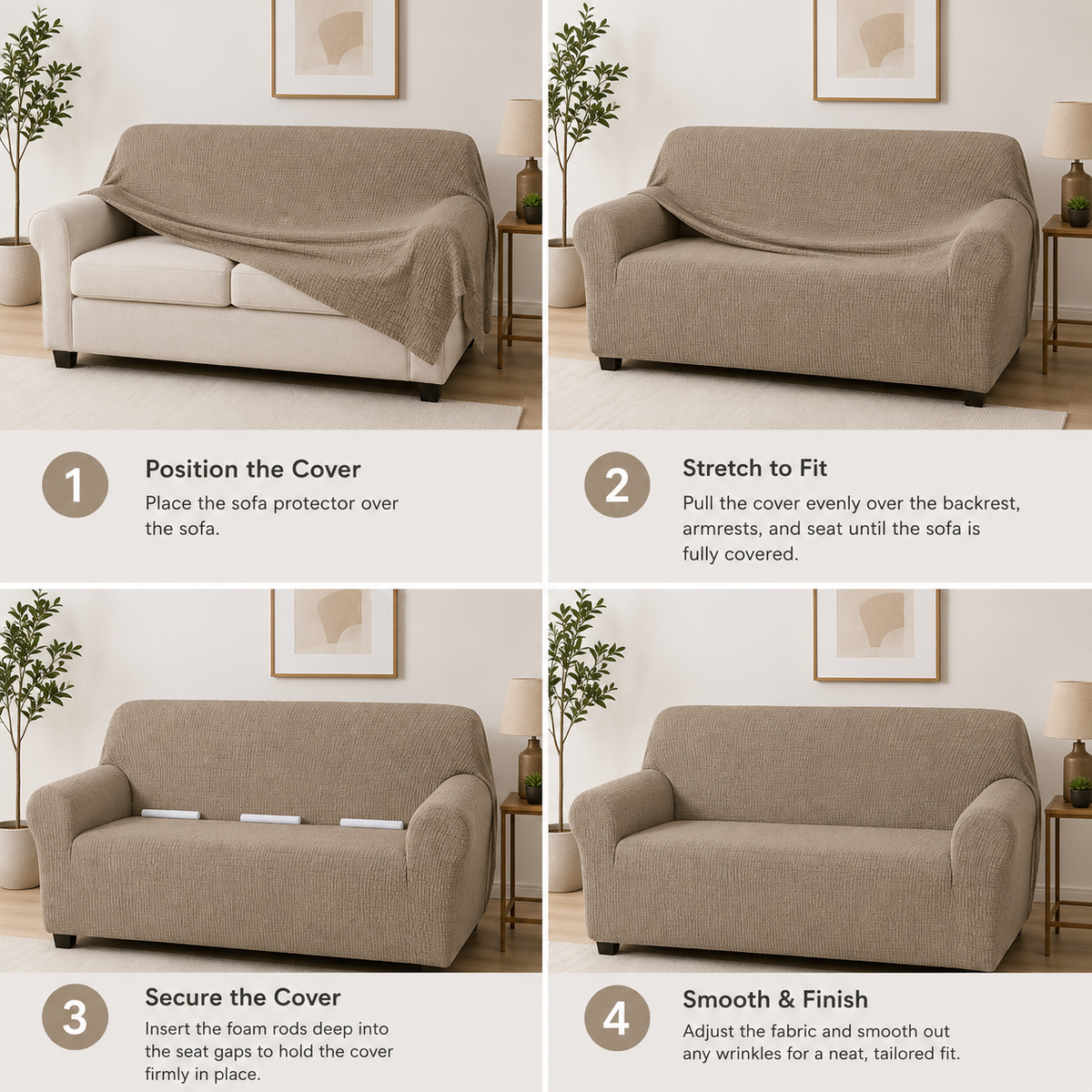 Stretchable Sofa Protector Taupe