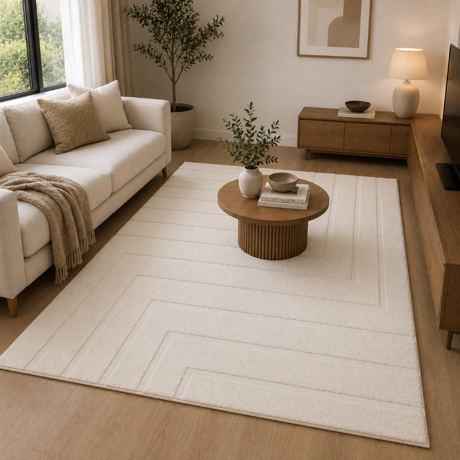 Ane Beige High-Low Embosed Rug