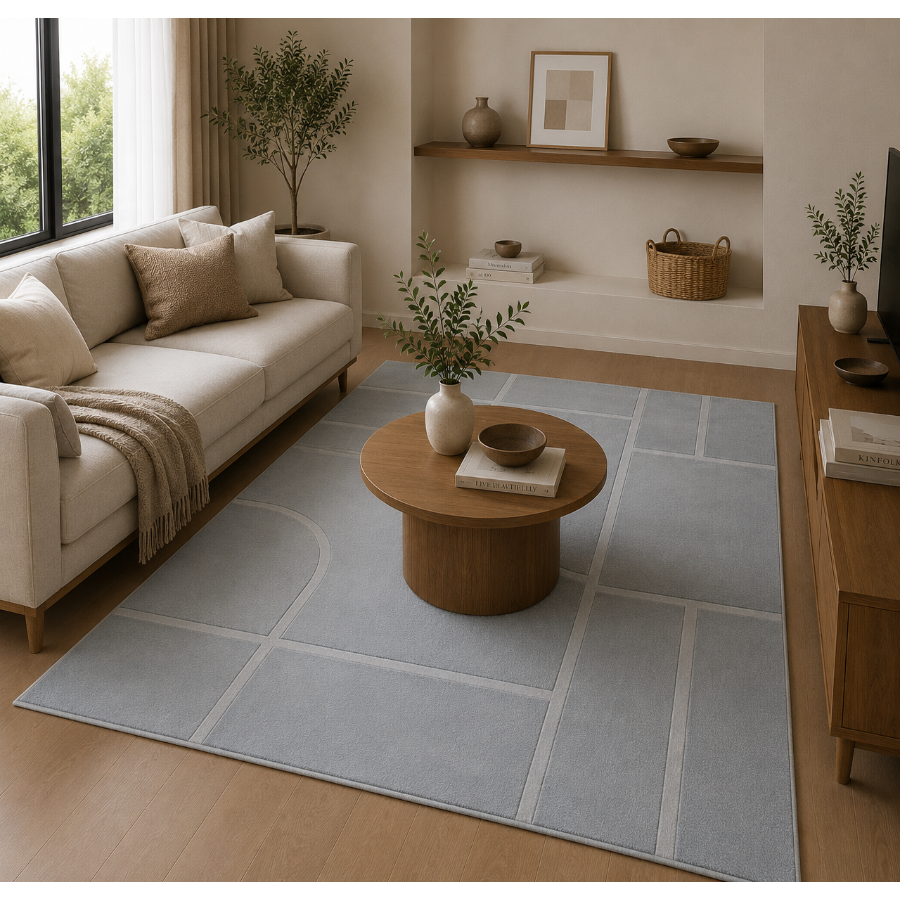 Ane Silver High-Low Embosed Rug