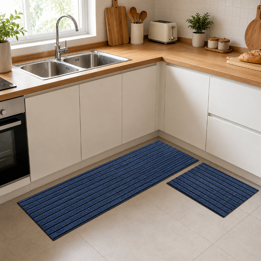 Arve Non-Slip Gray Kitchen Rug Set of 2