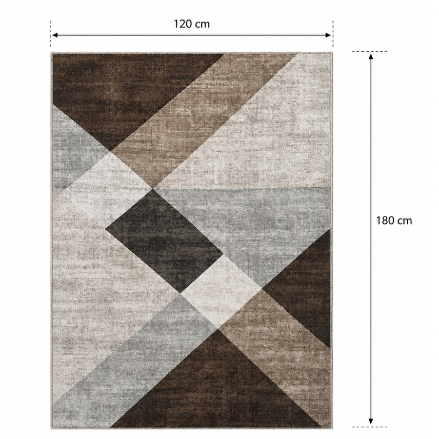Asella Geo Brown Printed Rug