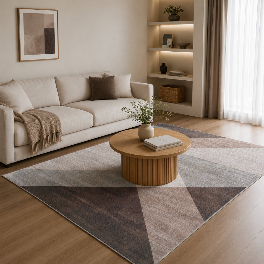 Asella Geo Brown Printed Rug