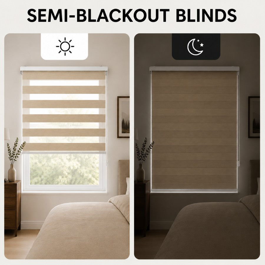 Beige Semi-Blackout Zebra Blinds