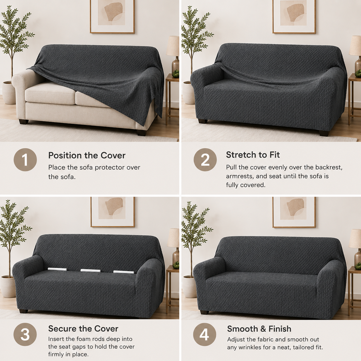 Stretchable Sofa Protector Gray