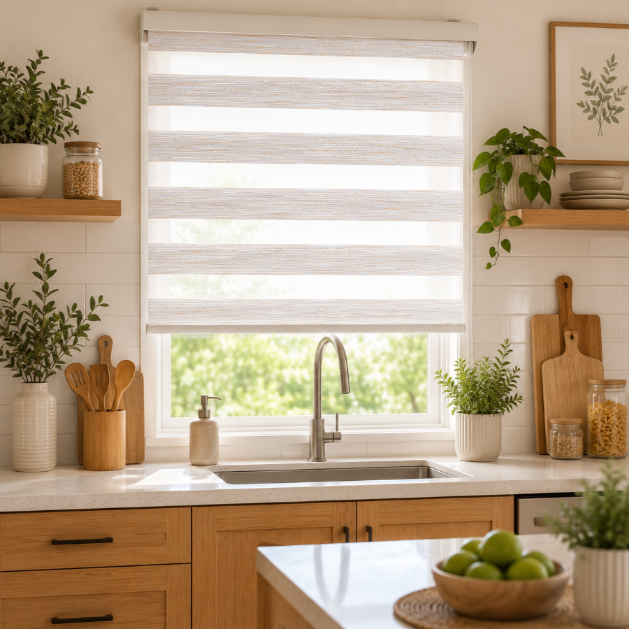 Warm Almond Basic Zebra Blinds
