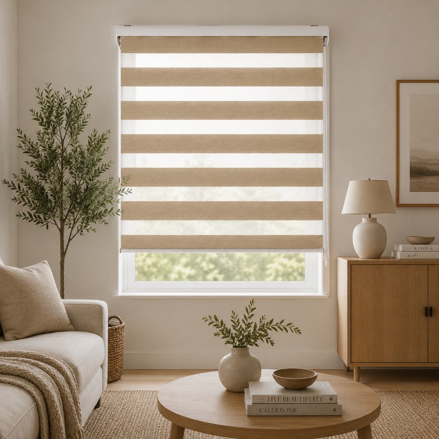 Beige Semi-Blackout Zebra Blinds