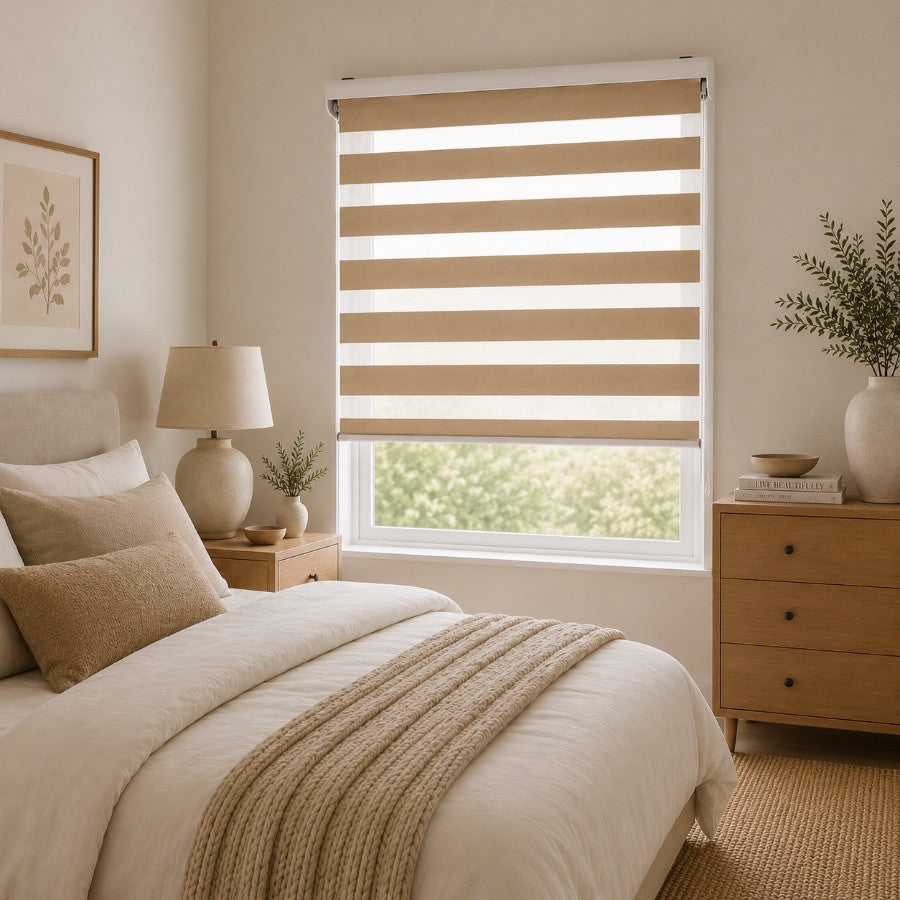 Beige Semi-Blackout Zebra Blinds
