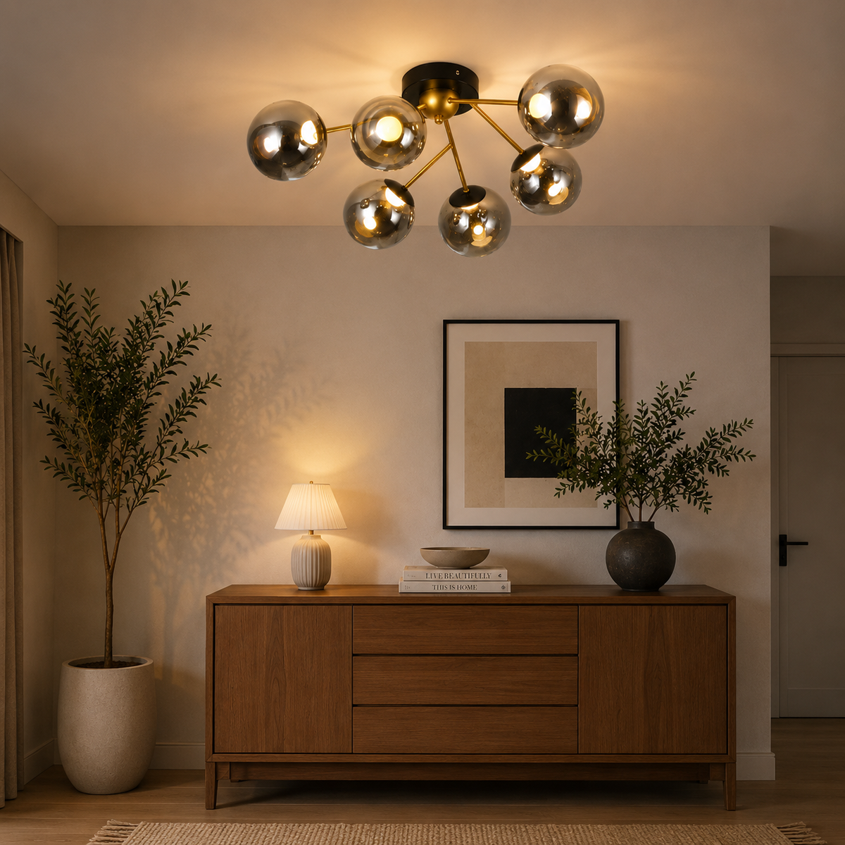 Heiko Glass Semi Flushmount - 6 Bulbs