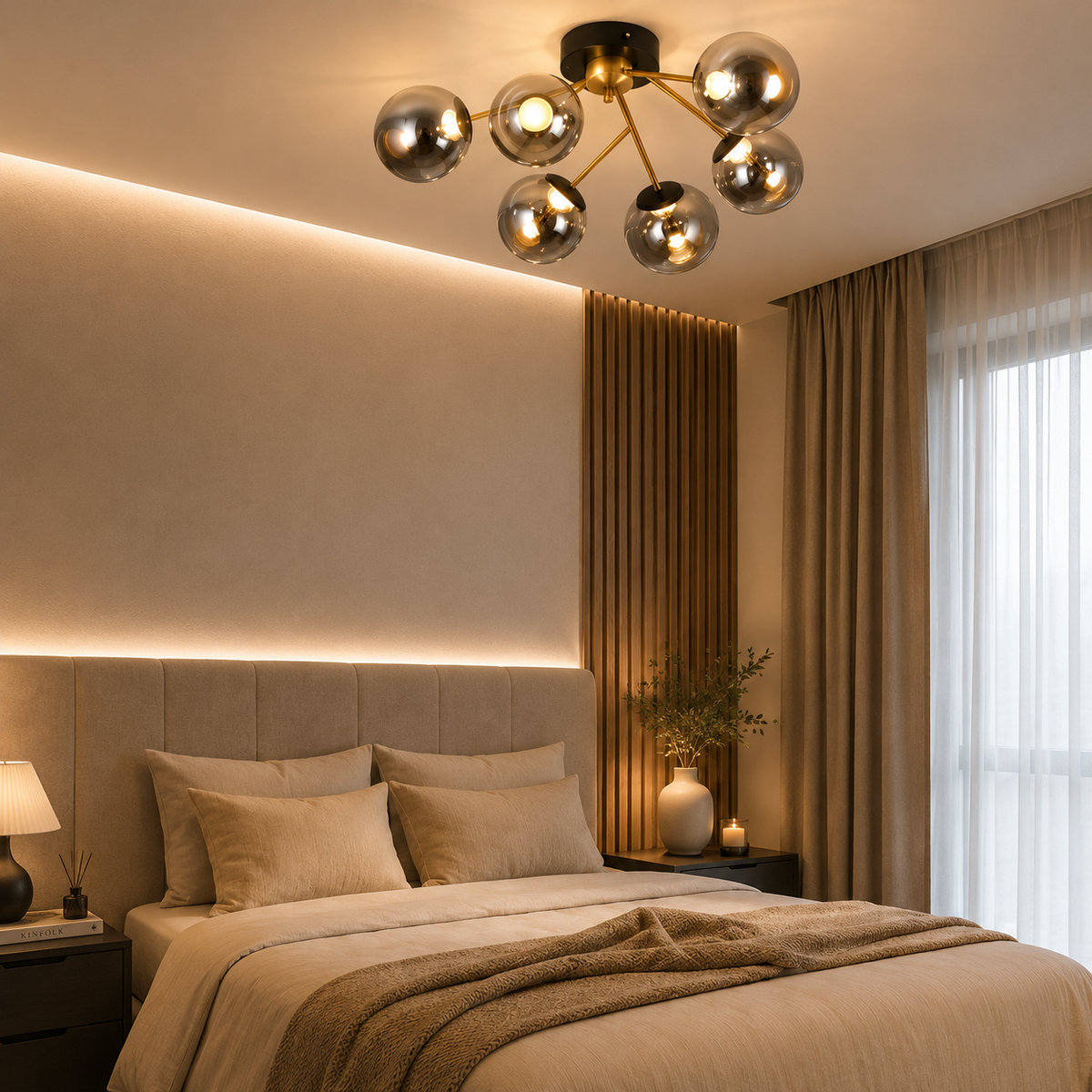 Heiko Glass Semi Flushmount - 6 Bulbs