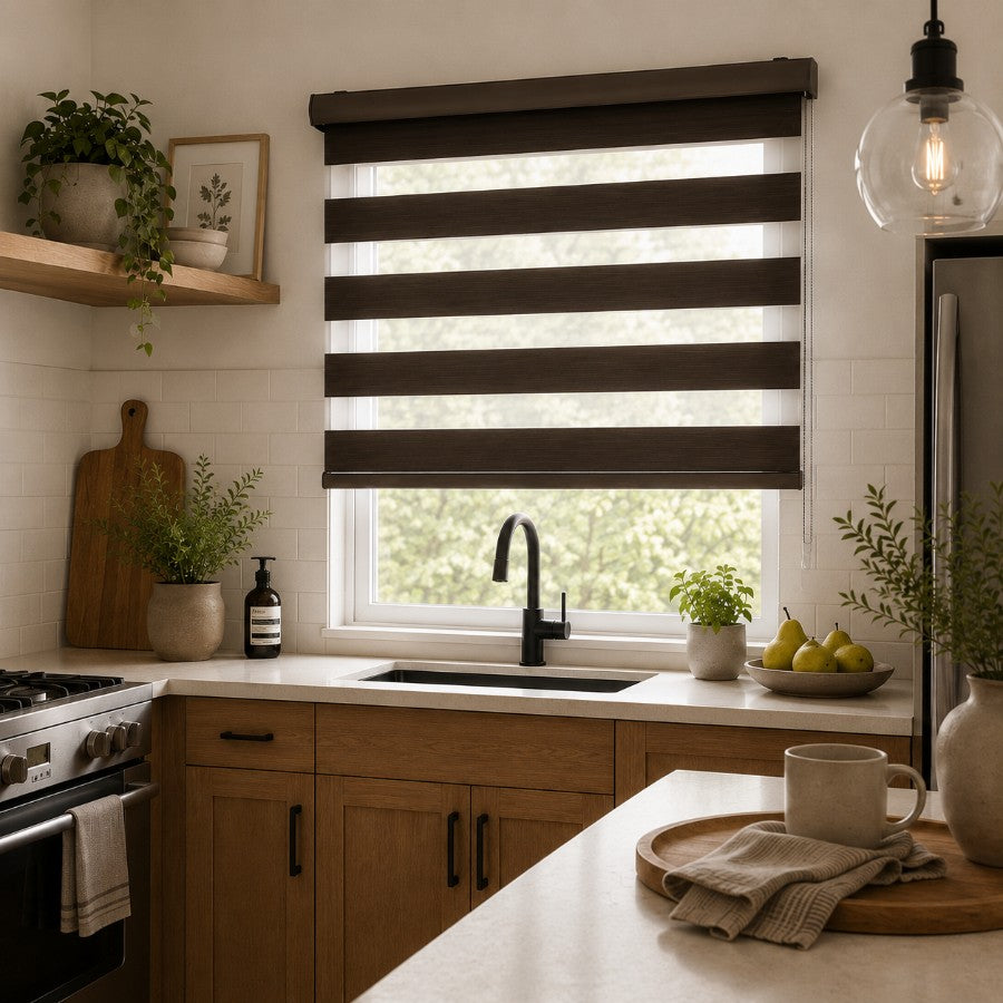 Bone Gray Blackout Zebra Blinds