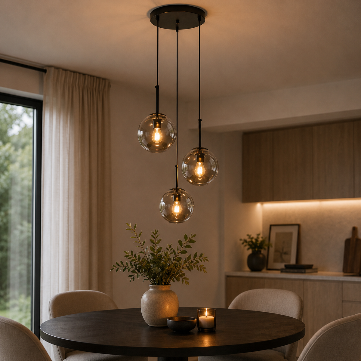 Giora Black Modern Light Fixtures - 3 Shades