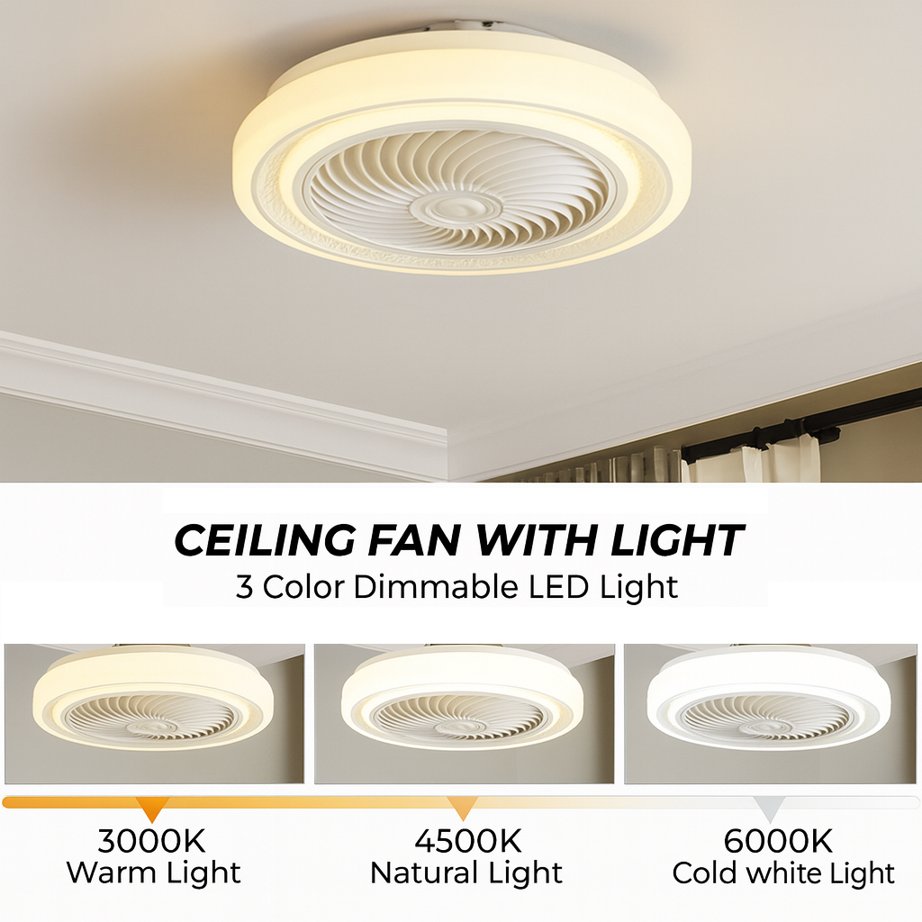 Miro Flushmount Ceiling Fan w/ Tricolor