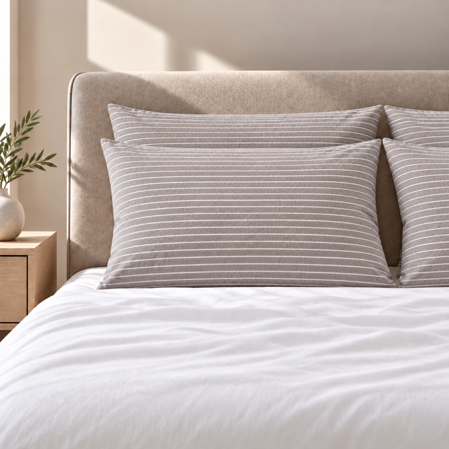 Reversible Stripe Khaki Pillowcases