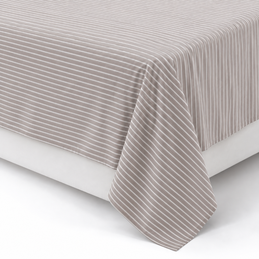 Reversible Stripe Khaki 4pc Flat Sheet Set