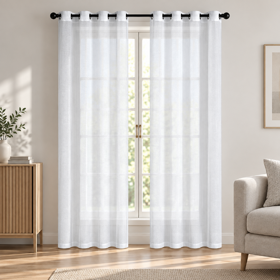 Adelia White Sheer Curtain