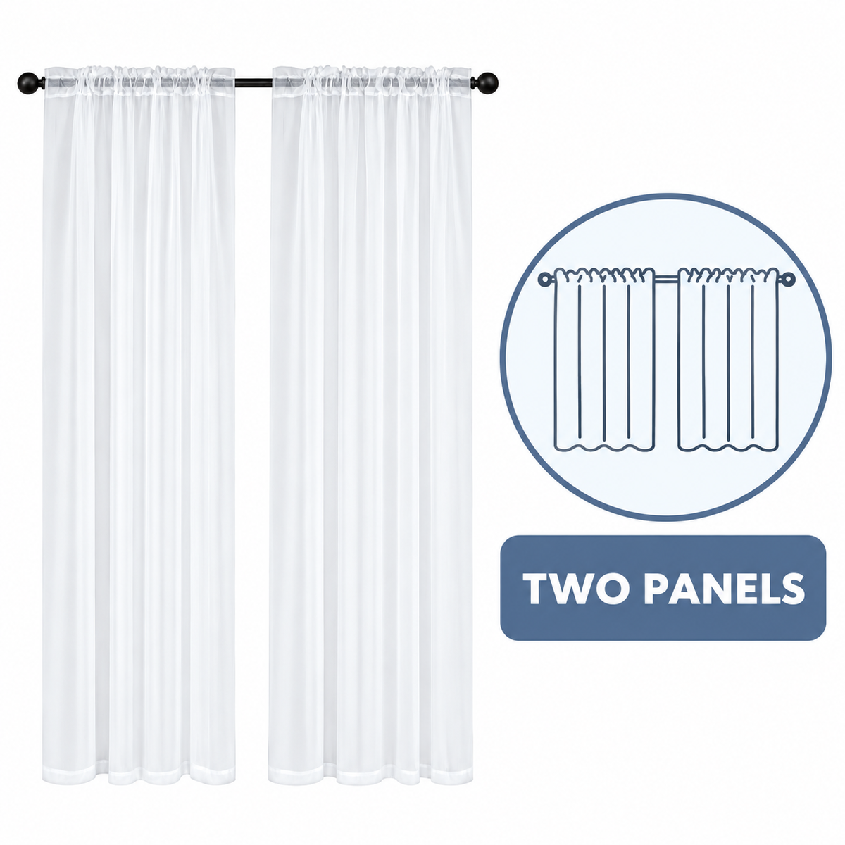 Sol White Sheer Set of 2 Curtains