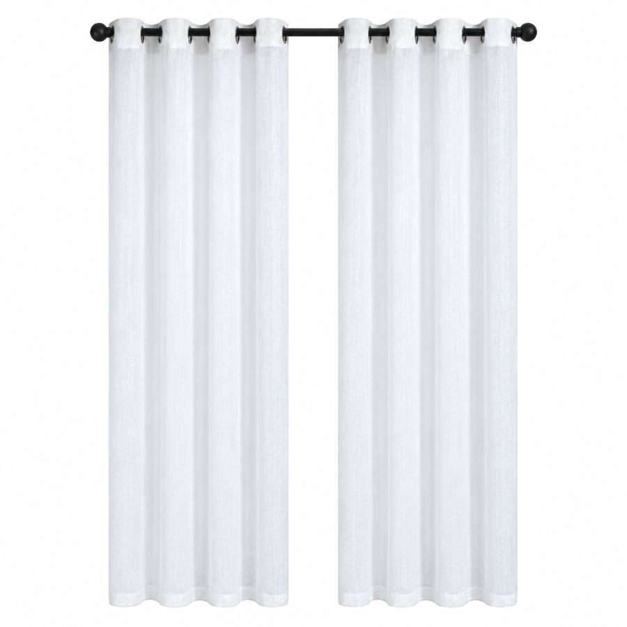 Alysin White Shiny Sheer Curtain