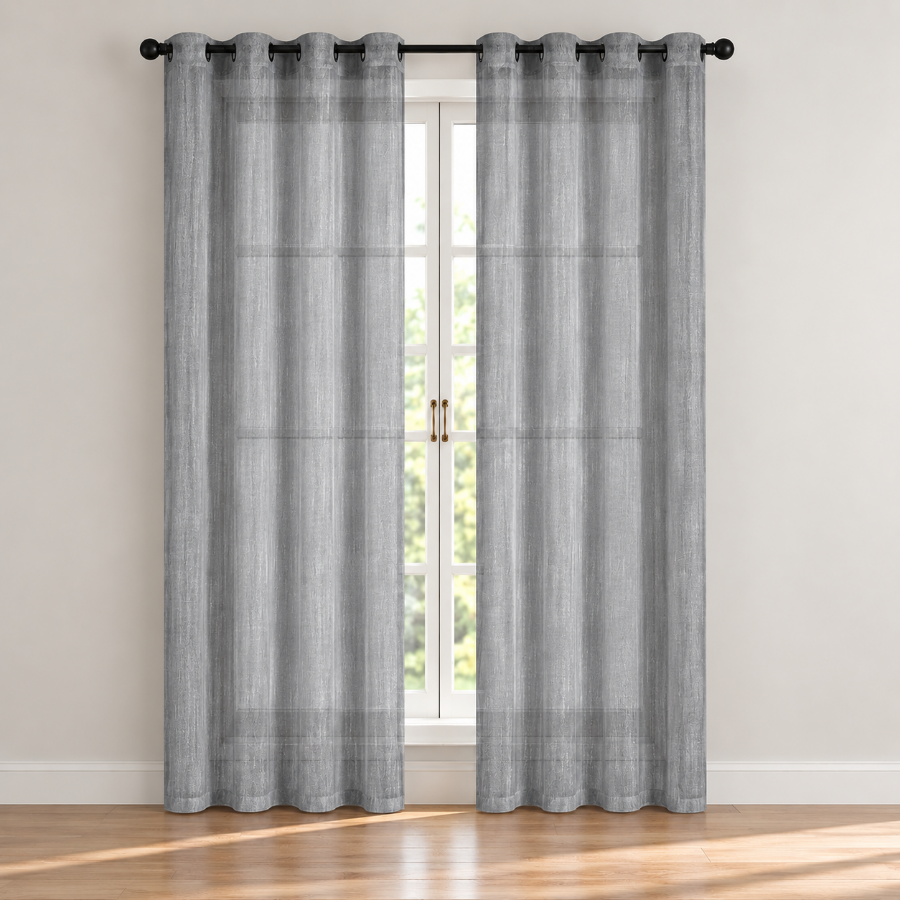 Alysin Gray Shiny Sheer Curtain