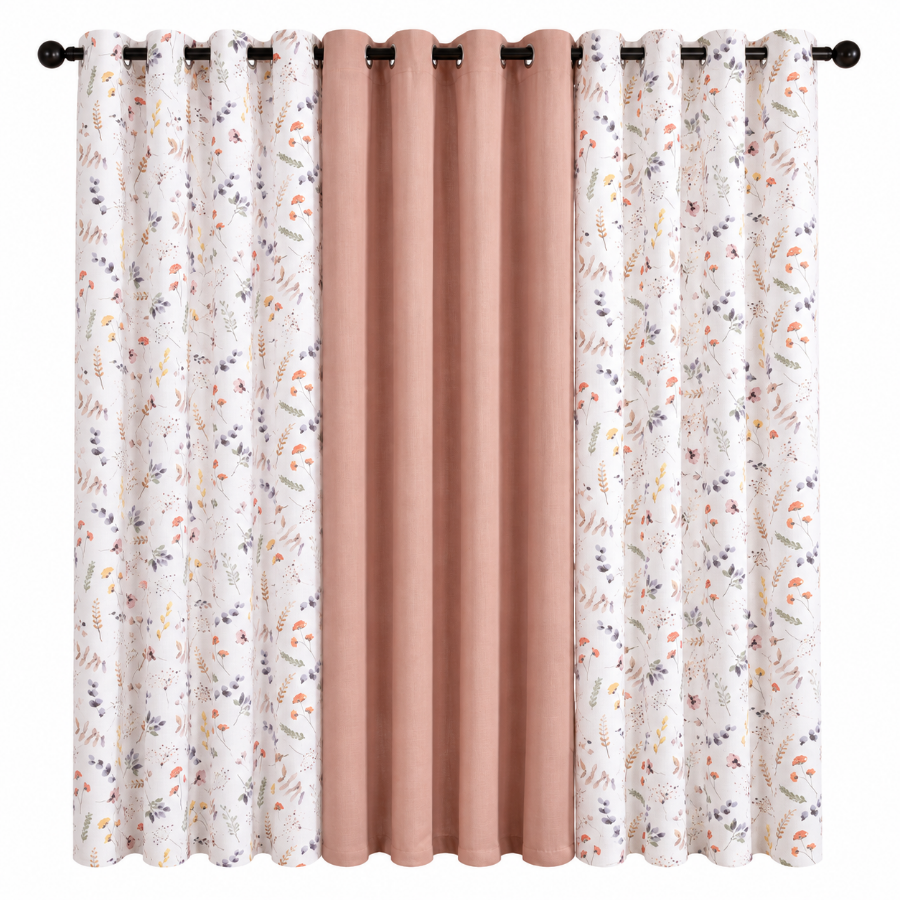 Barthel Plain & Print Set Of 3 Curtains