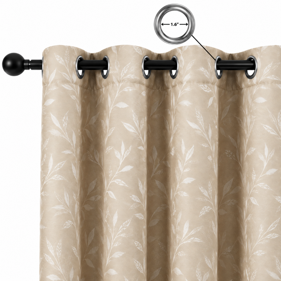 Bett Warm Sand Set of 2 Jacquard Curtains