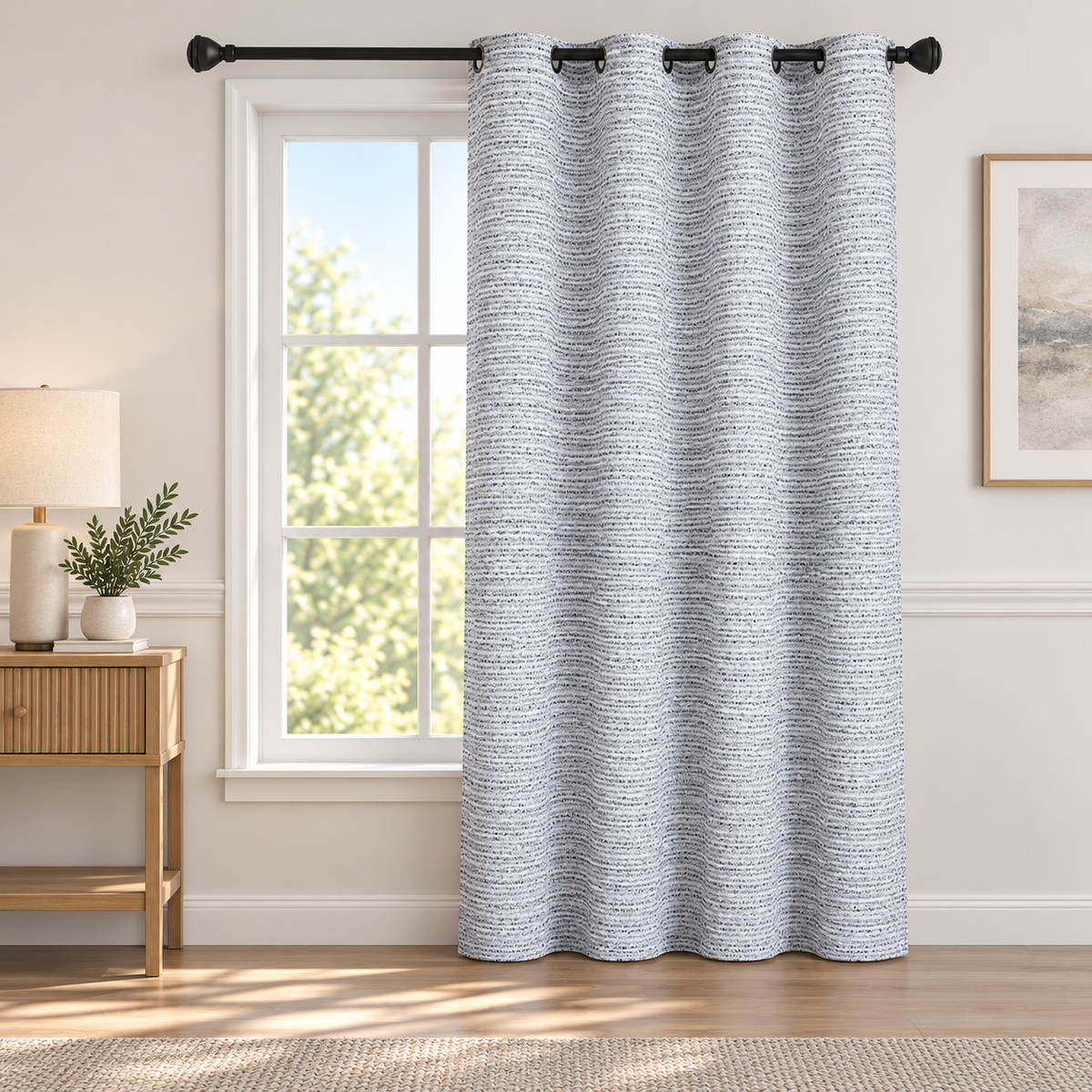 Avil Gray Faux Linen Curtain