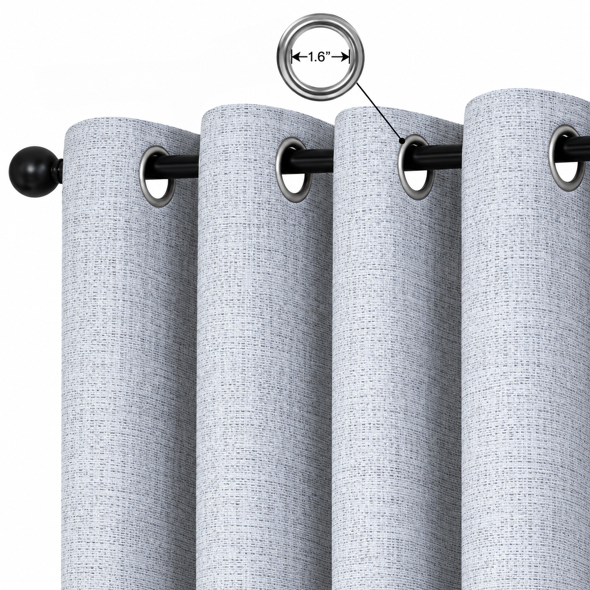 Avil Gray Faux Linen Curtain