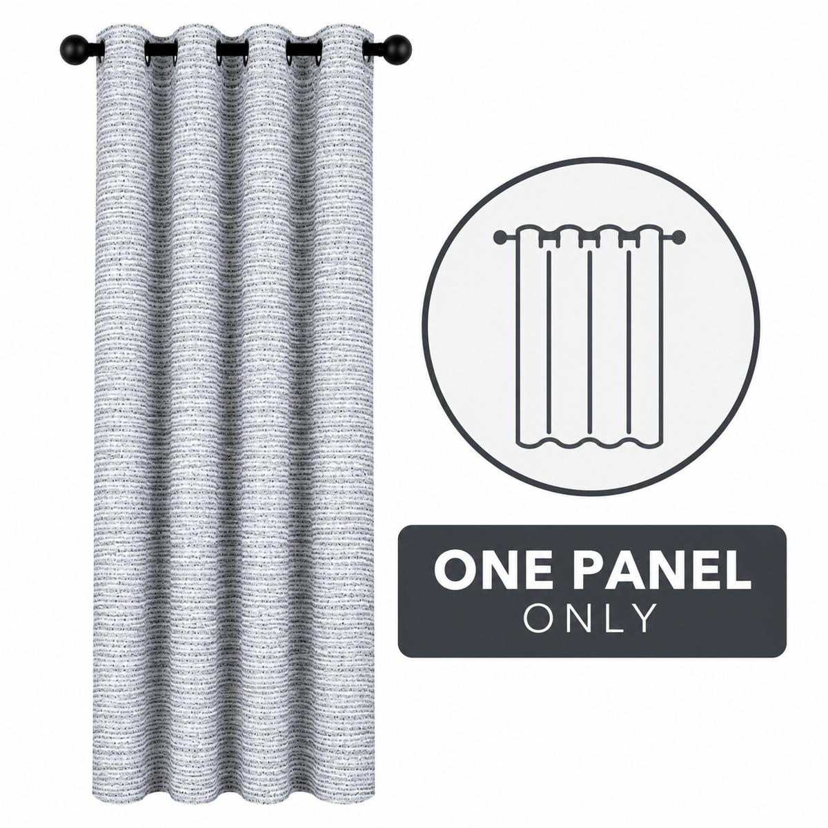 Avil Gray Faux Linen Curtain