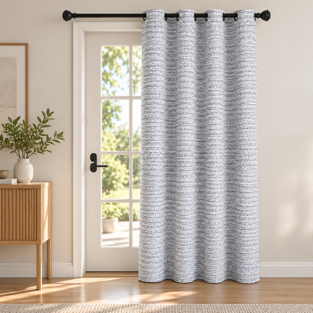Avil Gray Faux Linen Curtain