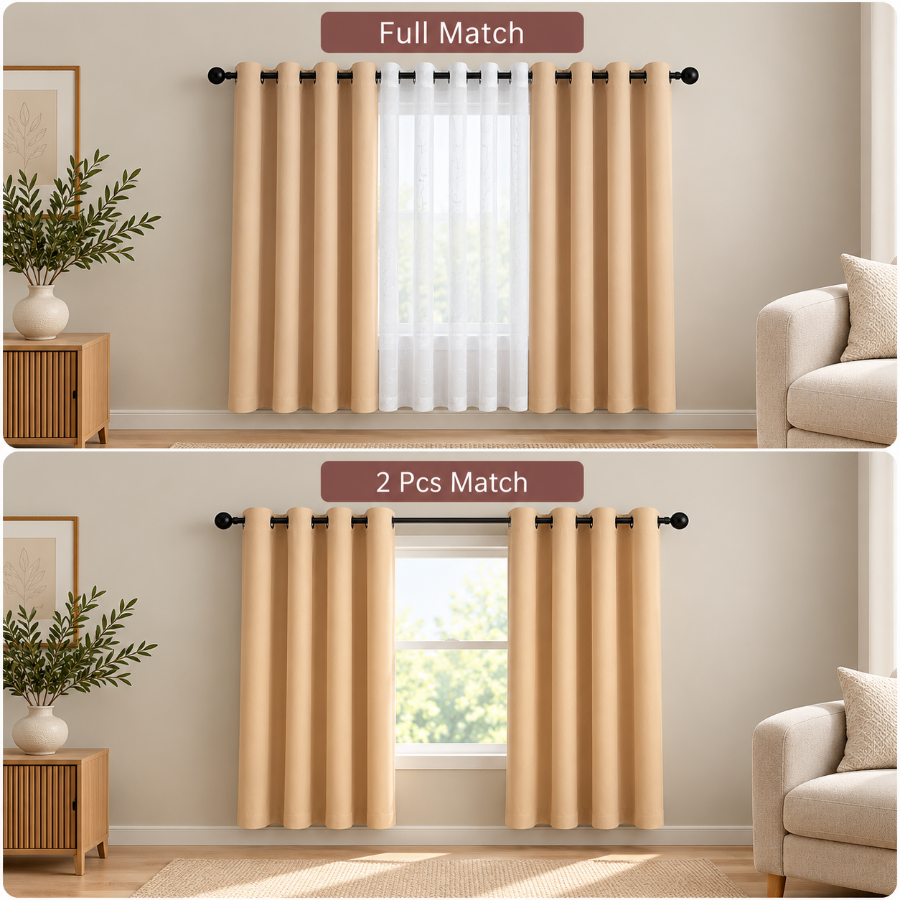Becka Plain & Print Set Of 3 Curtains